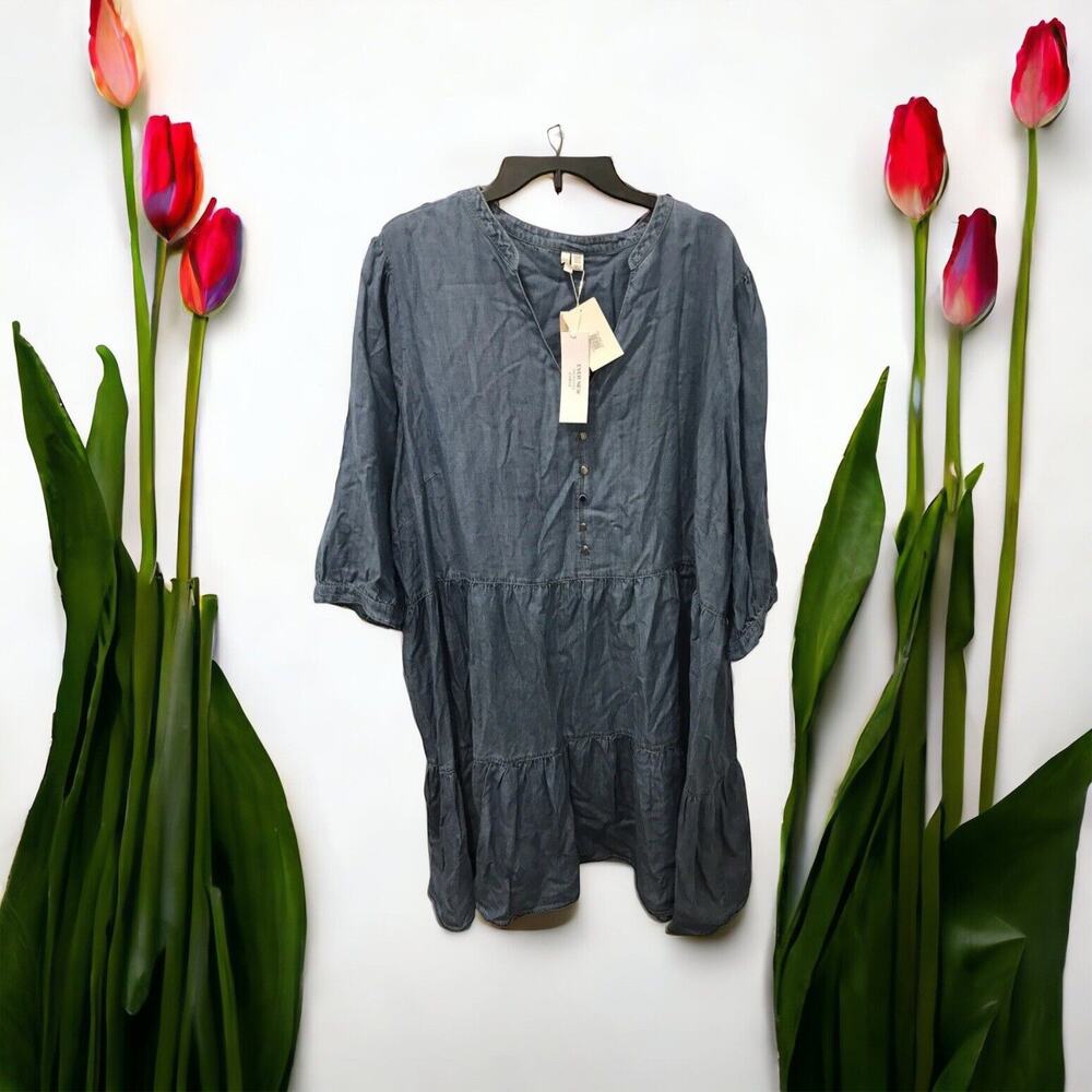 Ever New Melbourne Judy‎ Curve Size 22 Denim Blue Color Shock Dress Mid Wash NWT